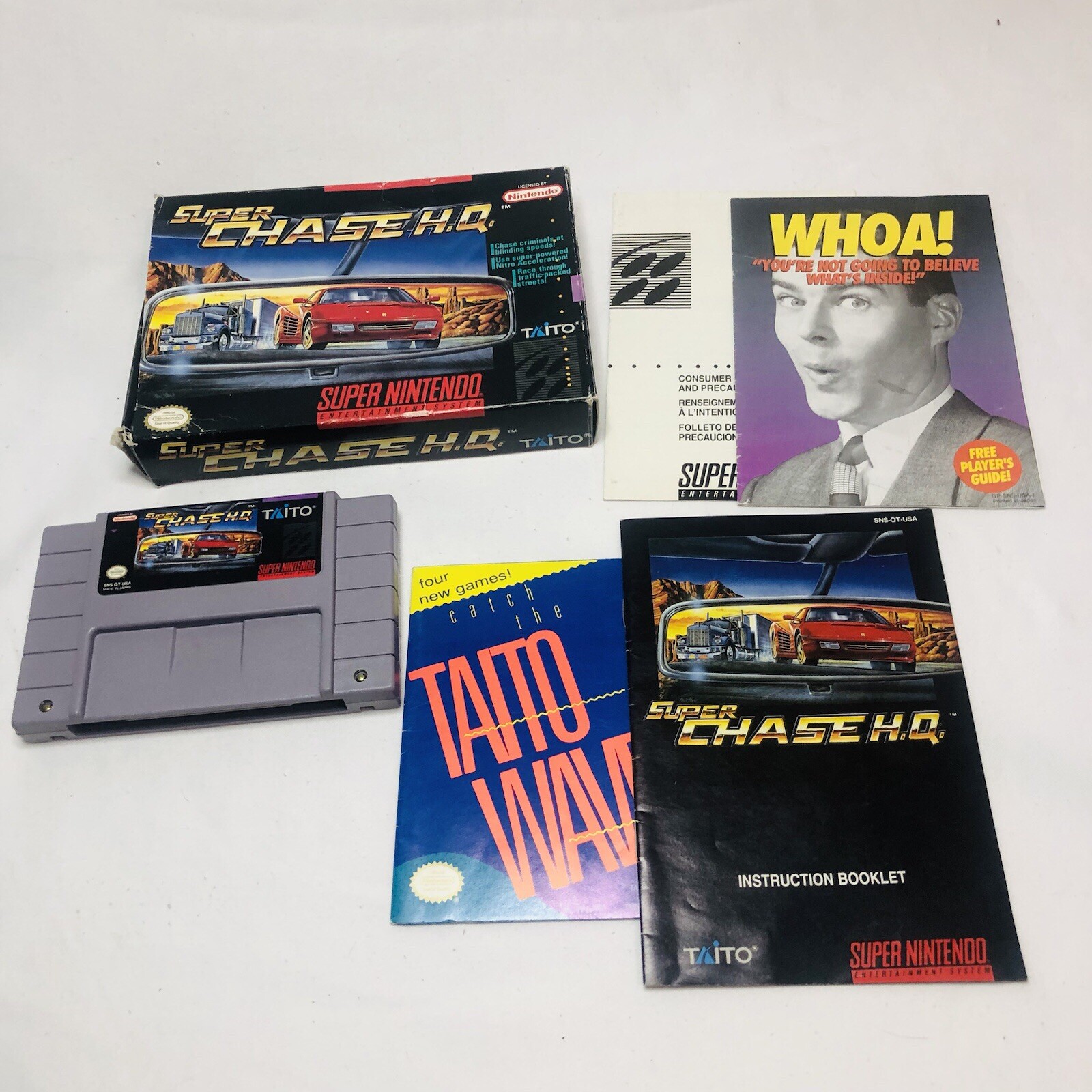 Super Chase HQ H.Q. Nintendo SNES Complete CIB Rare Cart Box + Manuals