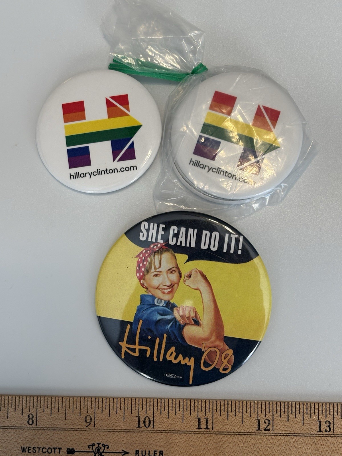 Hillary Clinton Campaign Buttons Rainbow Logo & Hillary ’08 4-Piece Lot