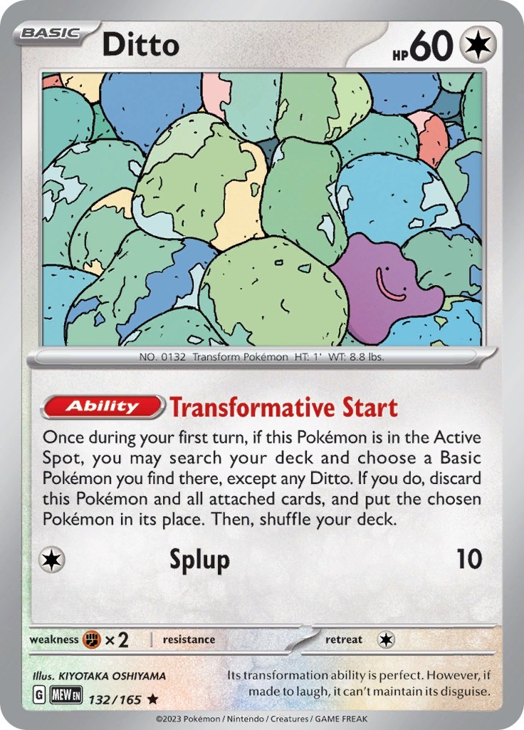 Ditto : MEW Reverse Holofoil - 132/165 Near Mint