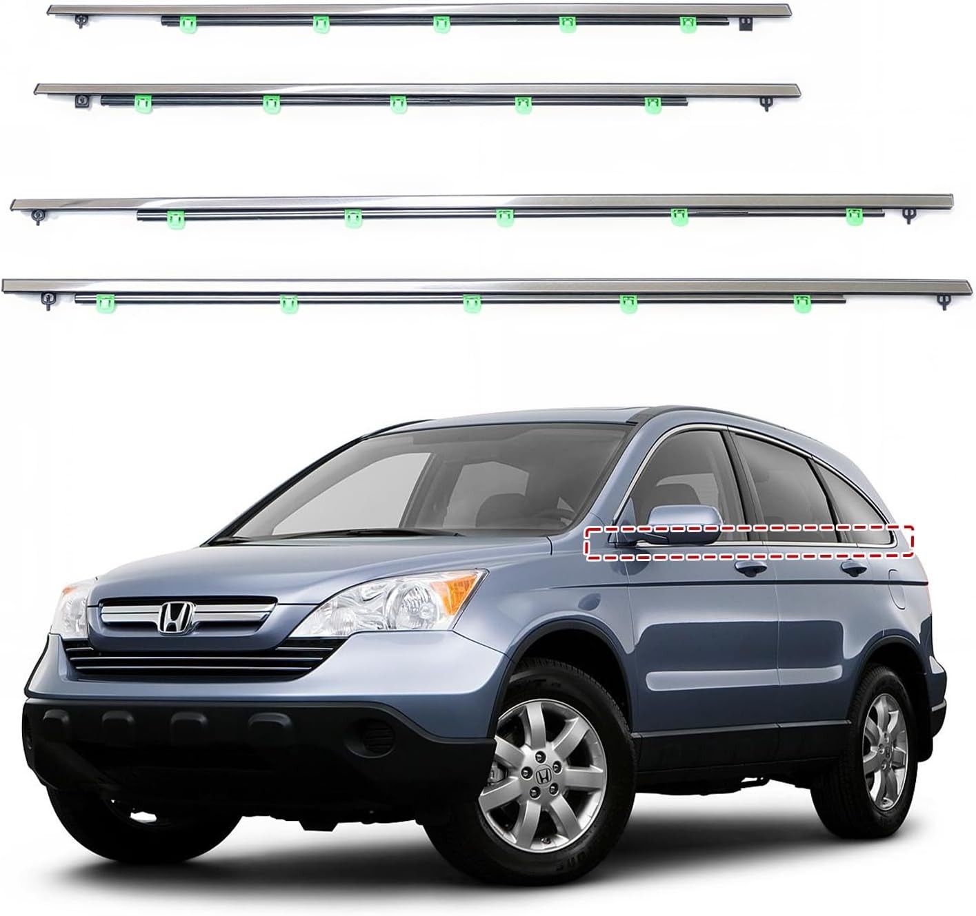 Window Trim Weather Stripping Molding Fits Honda CR-V 07-11 4 Pcs