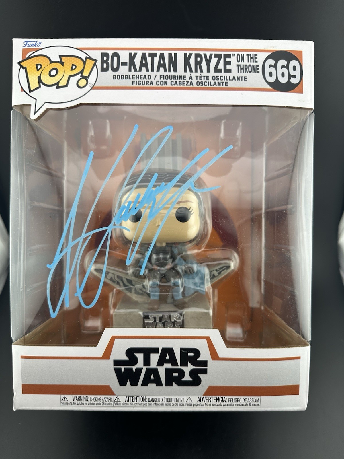 Bo-Katan On Throne Funko Pop Signed Katee Sackhoff Pop #669 Celebrity Authentics