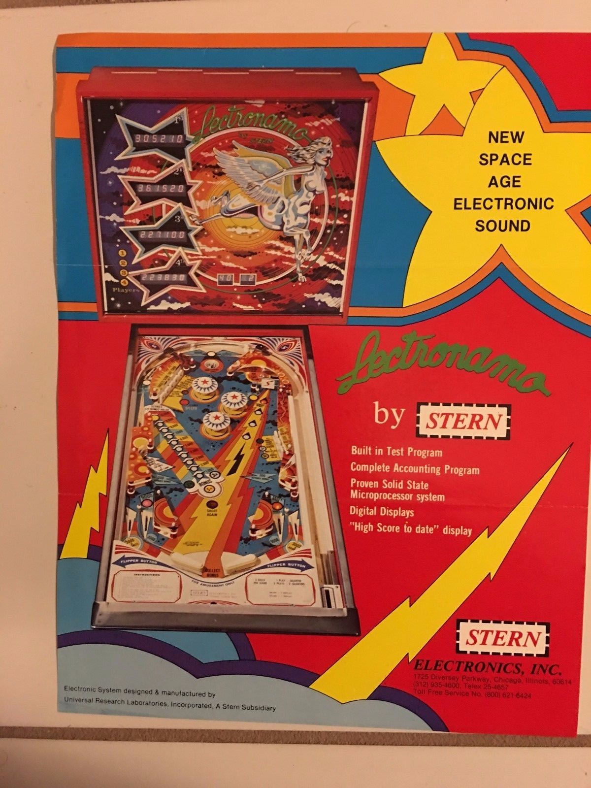 1978  STERN LECTRONAMO PINBALL PROMOIONAL BROCHURE --New IN PLASTIC COVER
