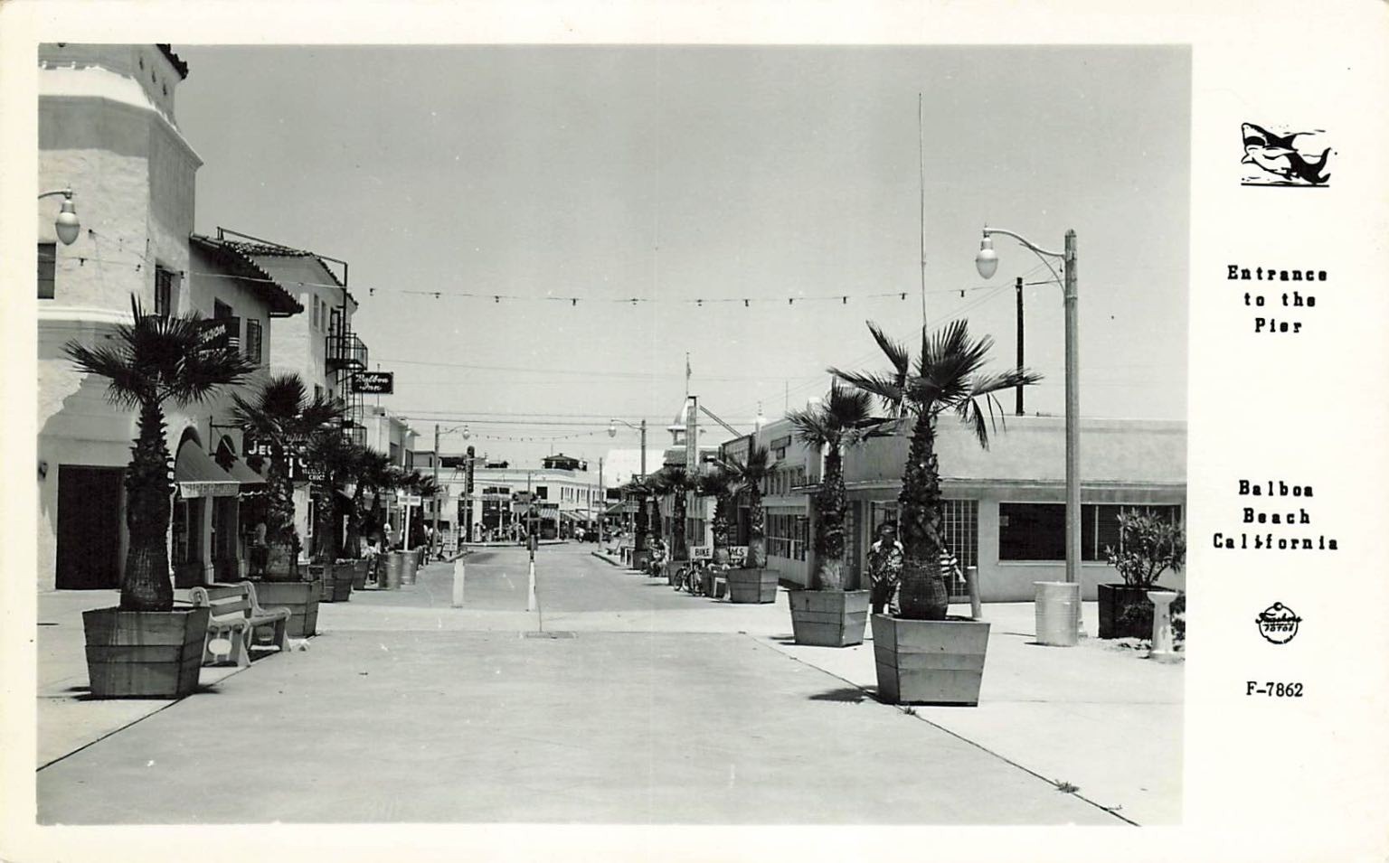 Vintage Balboa Beach CA Pier Entrance Frashers RPPC California Postcard 1940s