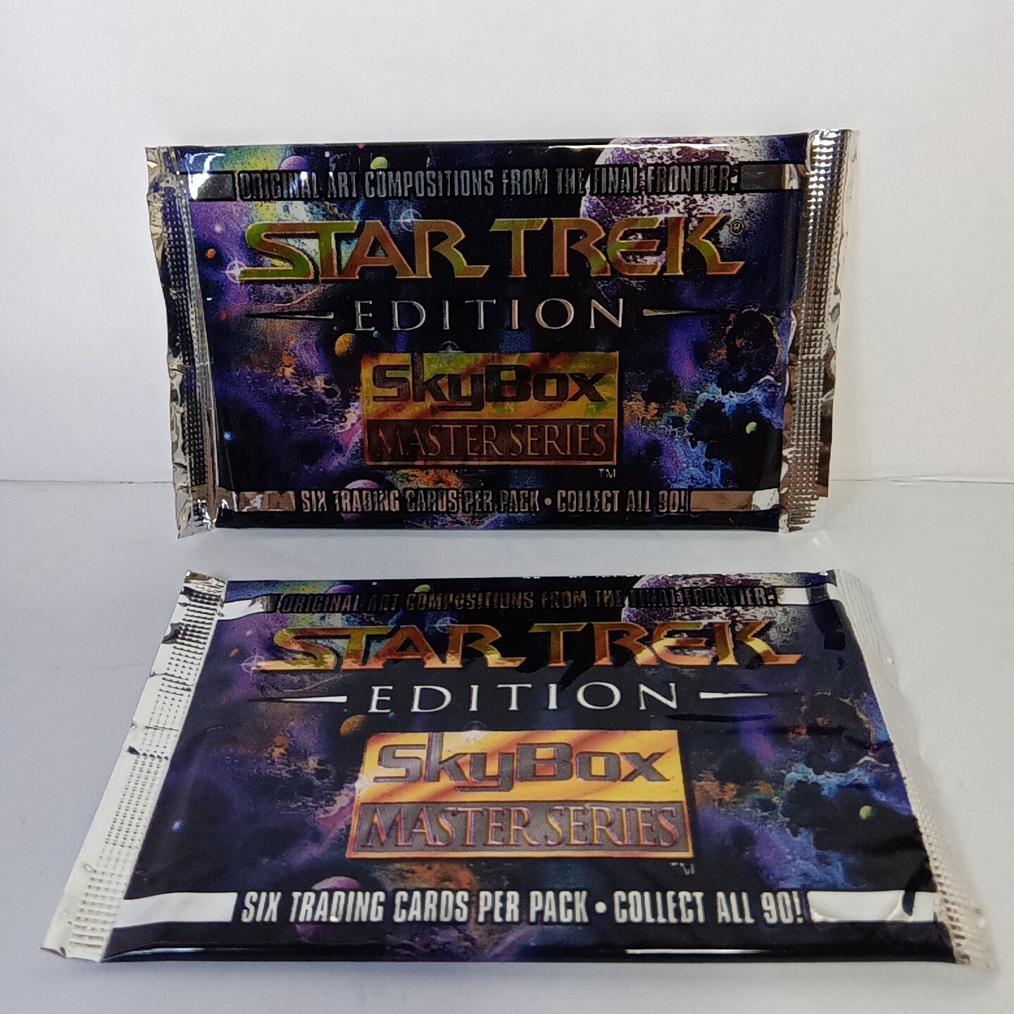 2 Sealed Packs 1993 Skybox Star Trek Trading Cards Master Series 6 Cards/Pack