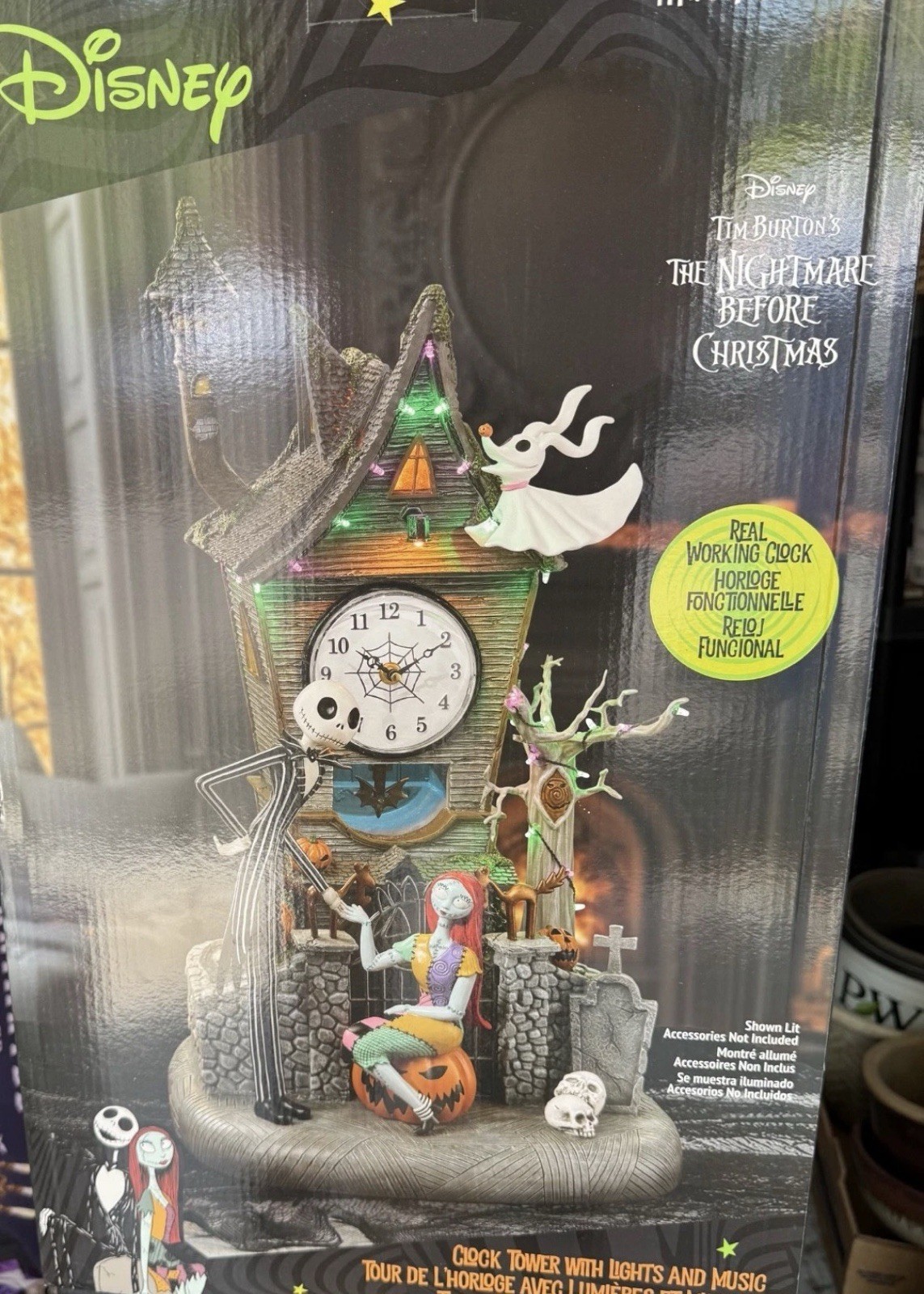 Disney Nightmare Before Christmas Animated Clock Tower LED Music 22 In