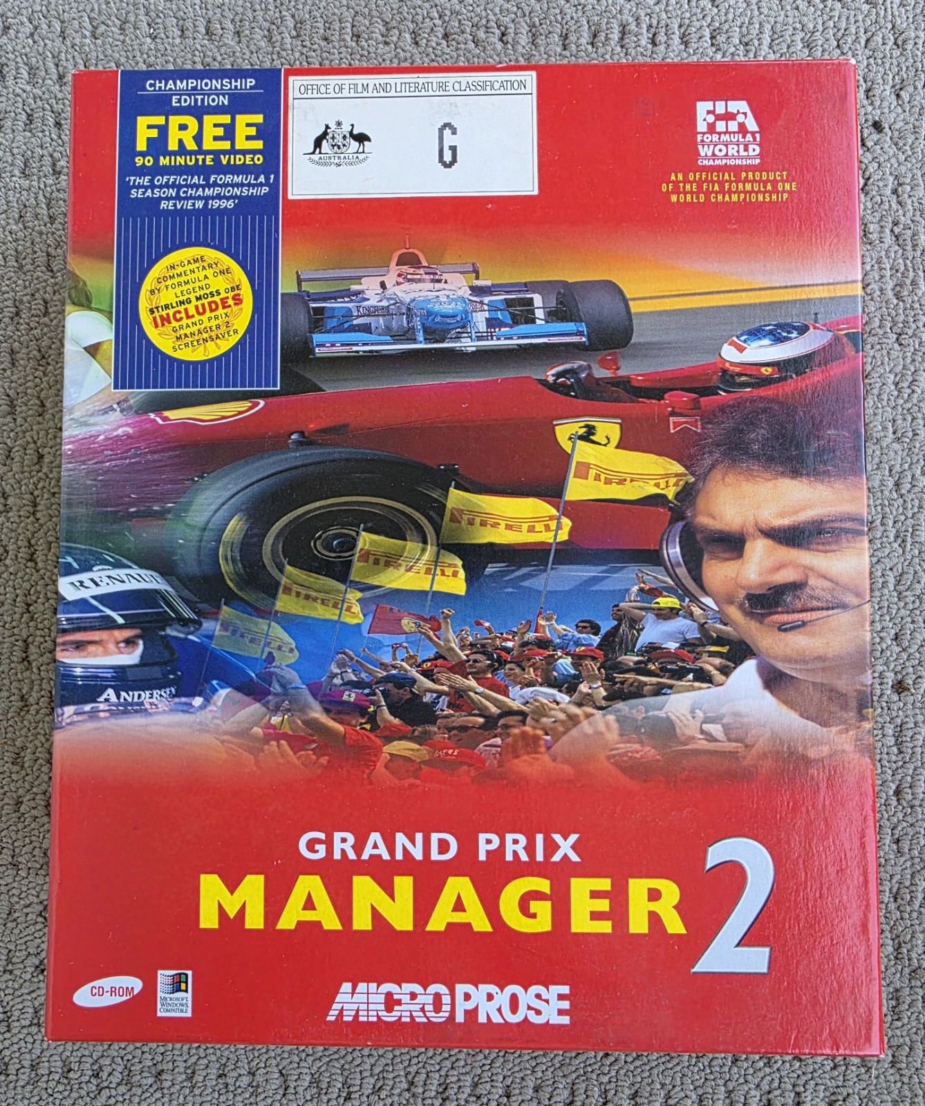 Microprose Grand Prix Manager 2 1996 Big Box PC CD ROM Game Complete