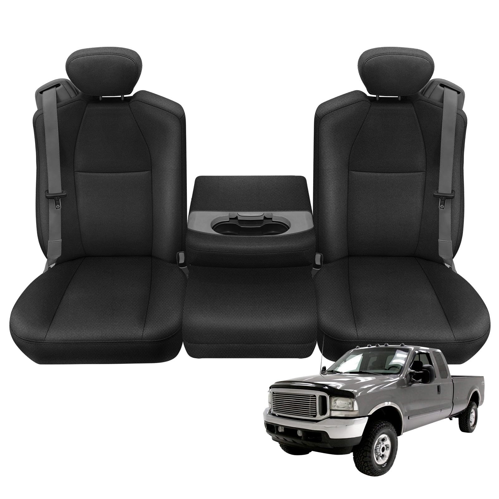 Front Truck Seat Cover Compatible with 2001-2007 Ford XCAB F250-F550 40/20/40...