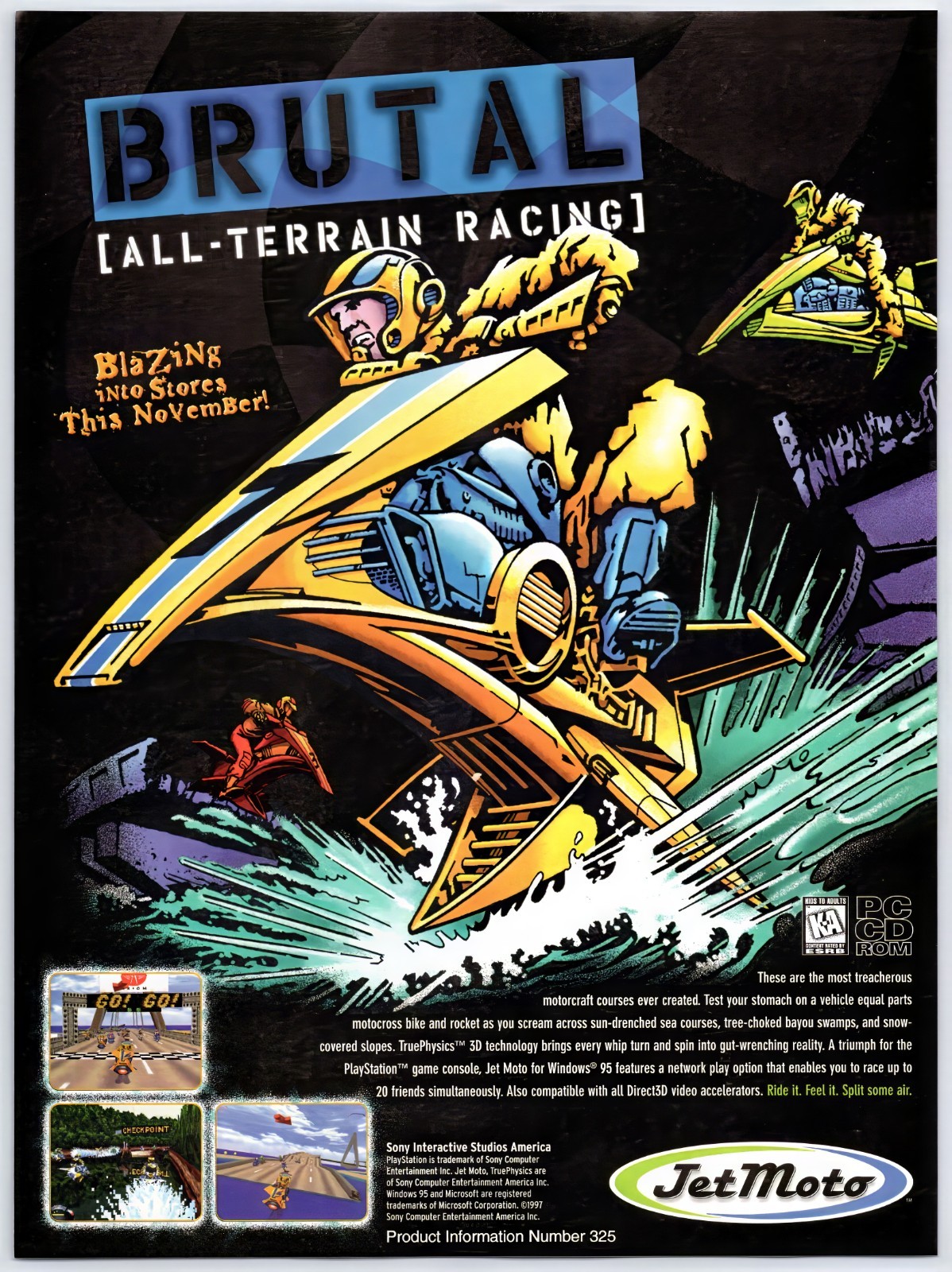 Jet Moto - PS1 PlayStation PC - Vintage Original Print Ad/Poster Promo Art 1997
