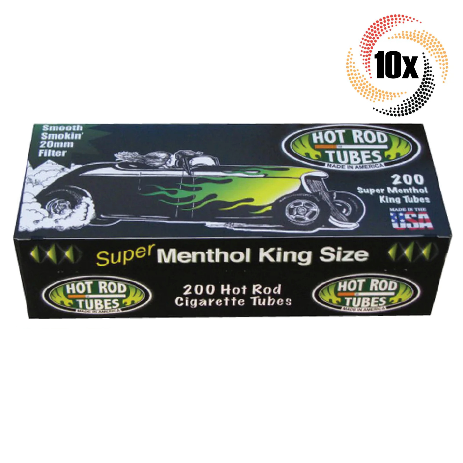 10x Boxes Hot Rod Super Menthol KING SIZE ( 1,000 Tubes ) Cigarette Tobacco RYO