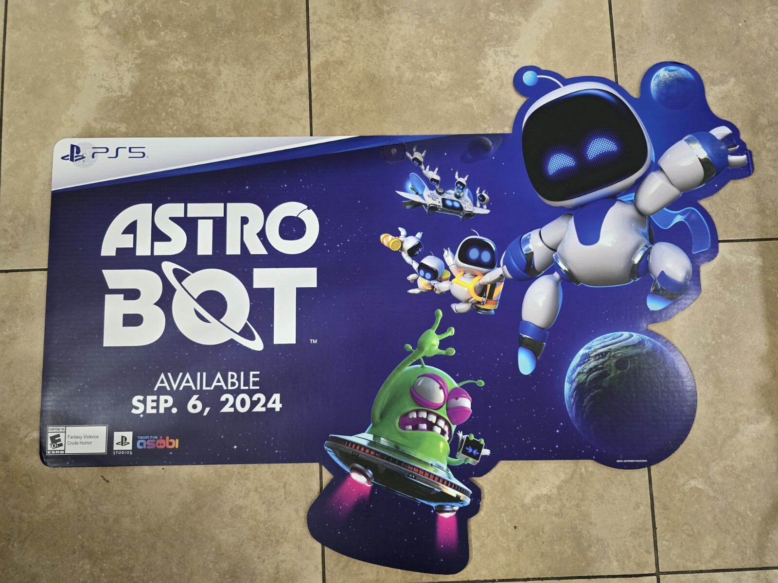 ASTRO BOT PS5 STORE DISPLAY , EASY HANG With Instructions and Hangers