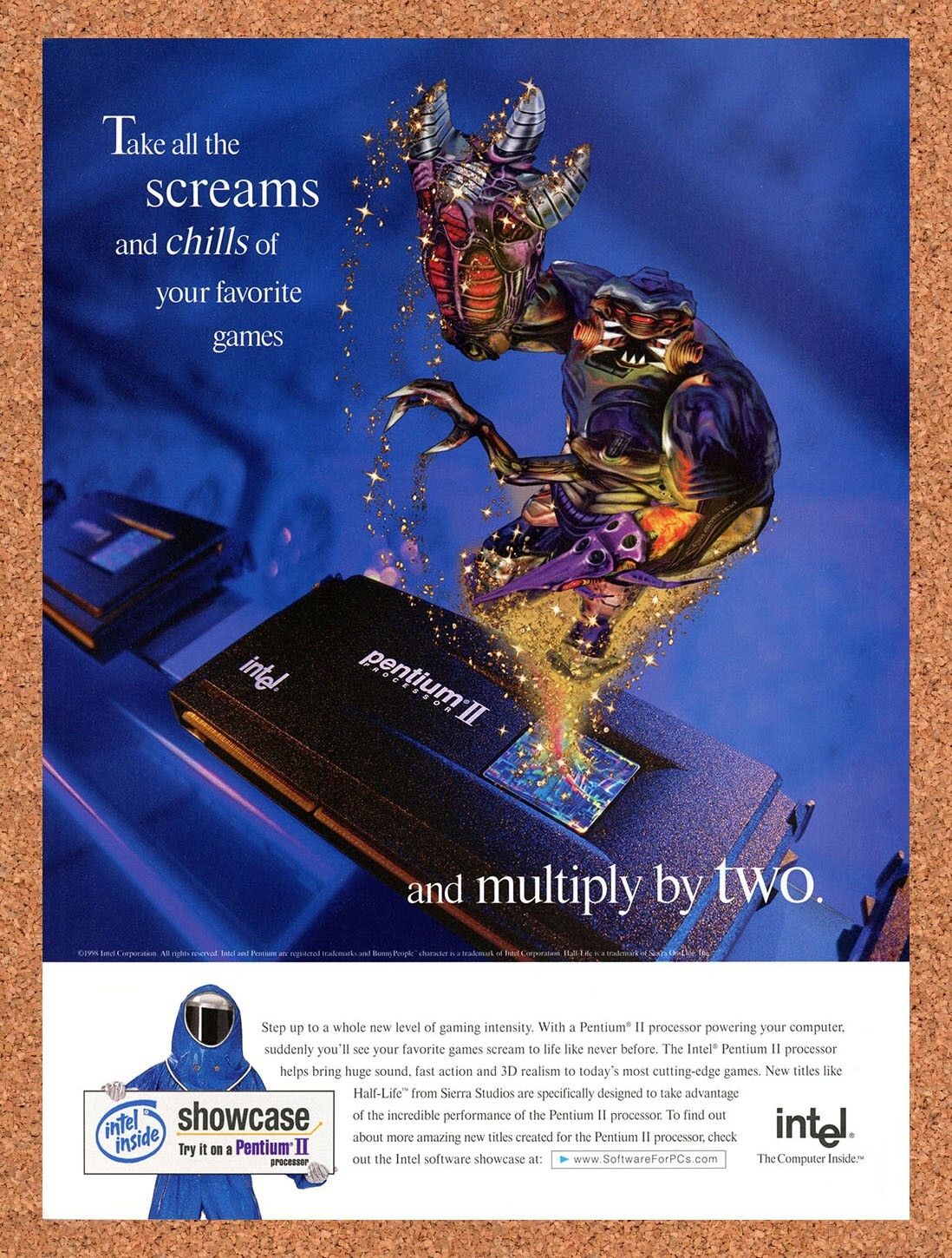 1998 Half-Life Intel Pentium II Processor Original Advertisement / Promo v1