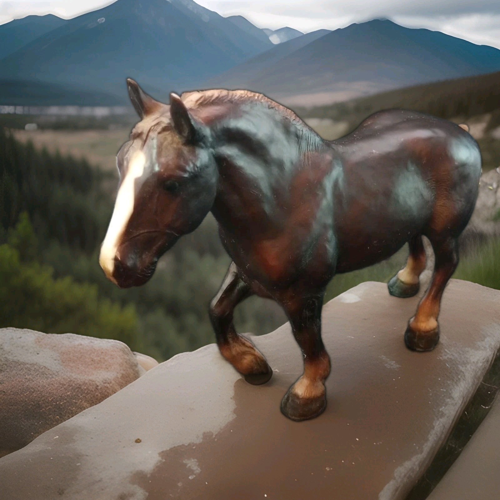Vintage Breyer Reeves Traditional Draft Horse Brown Green Tail Ribbon 11