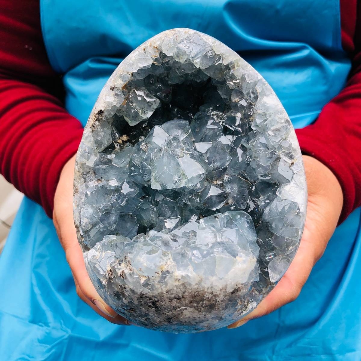 5.5 LB Large Natural Celestite Geode Crystal Cluster Healing Specimen 3958