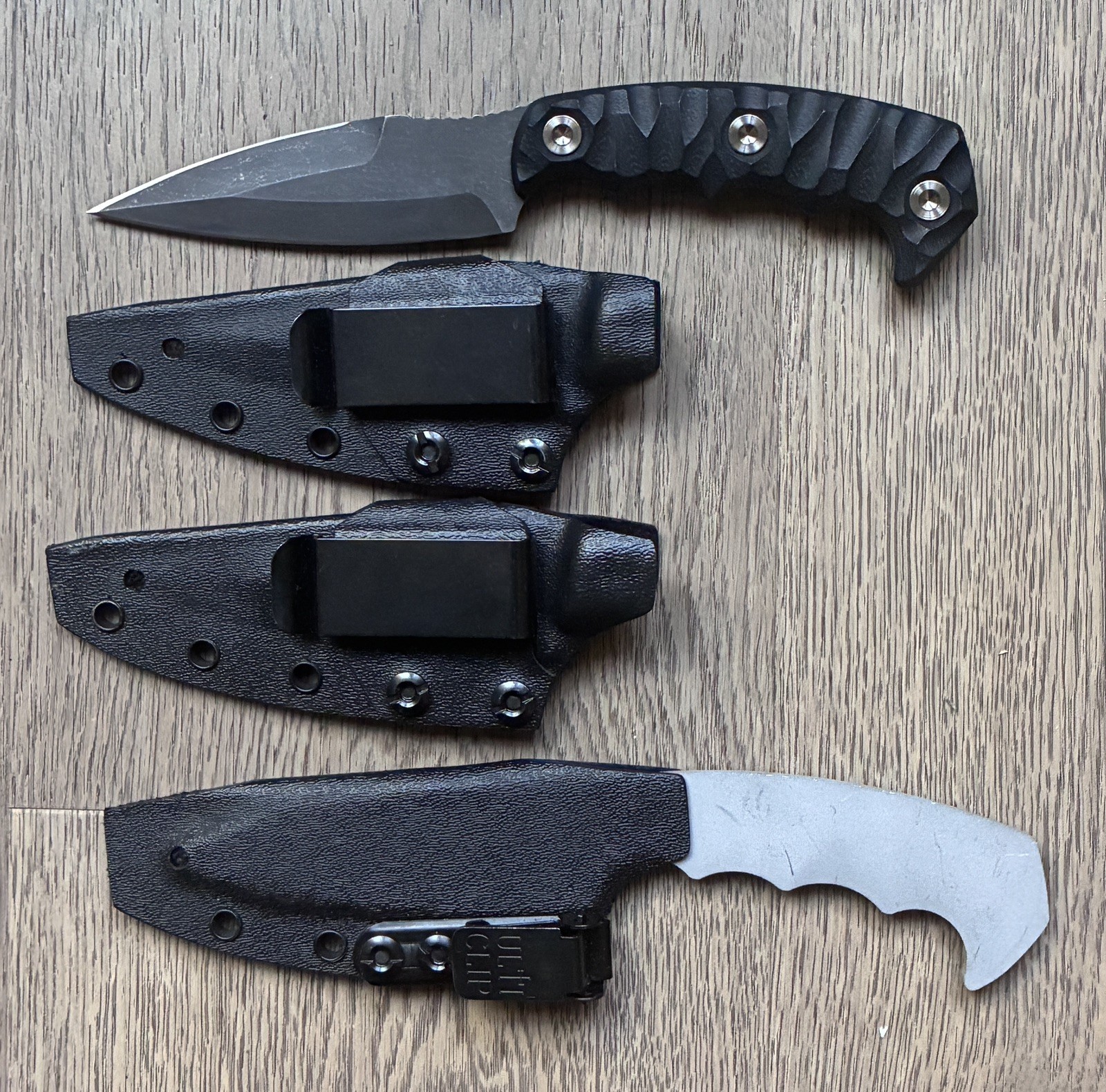 Half Face Blades Humint 4inch plus Trainer Blade and Sheaths for Each