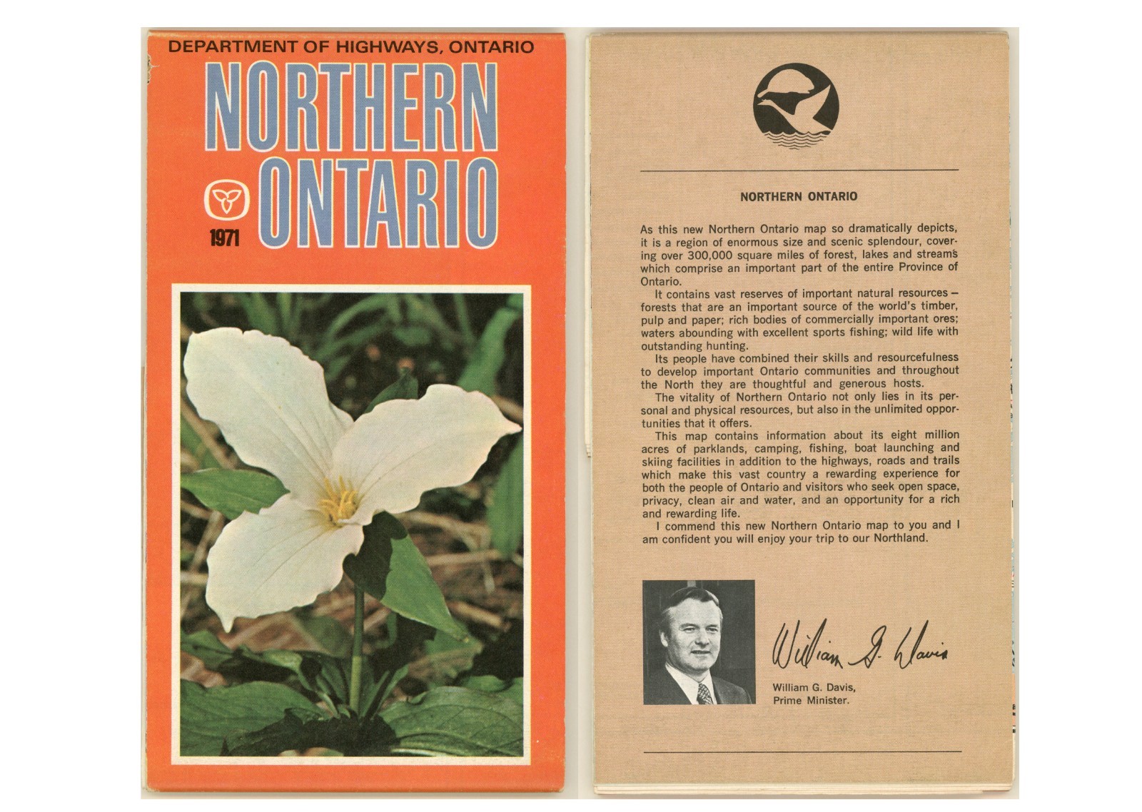 Vintage 1971 Northern Ontario, Canada Official Road Map