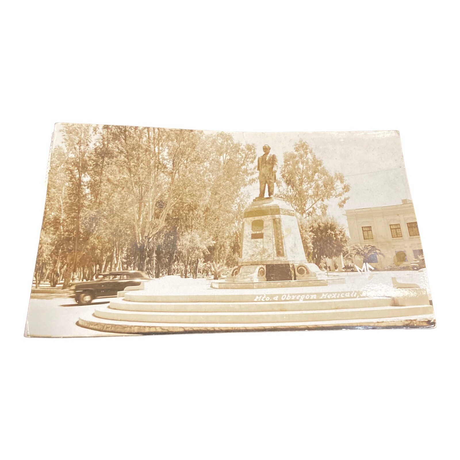 Real Photo Postcard Statue of General Alvaro Obregon RPPC Baja Mexicali 1950s 