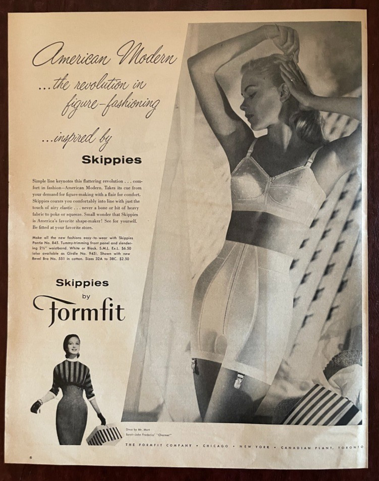 1956 Skippies by FORMFIT Vintage Print Ad Panty Girdle Bra
