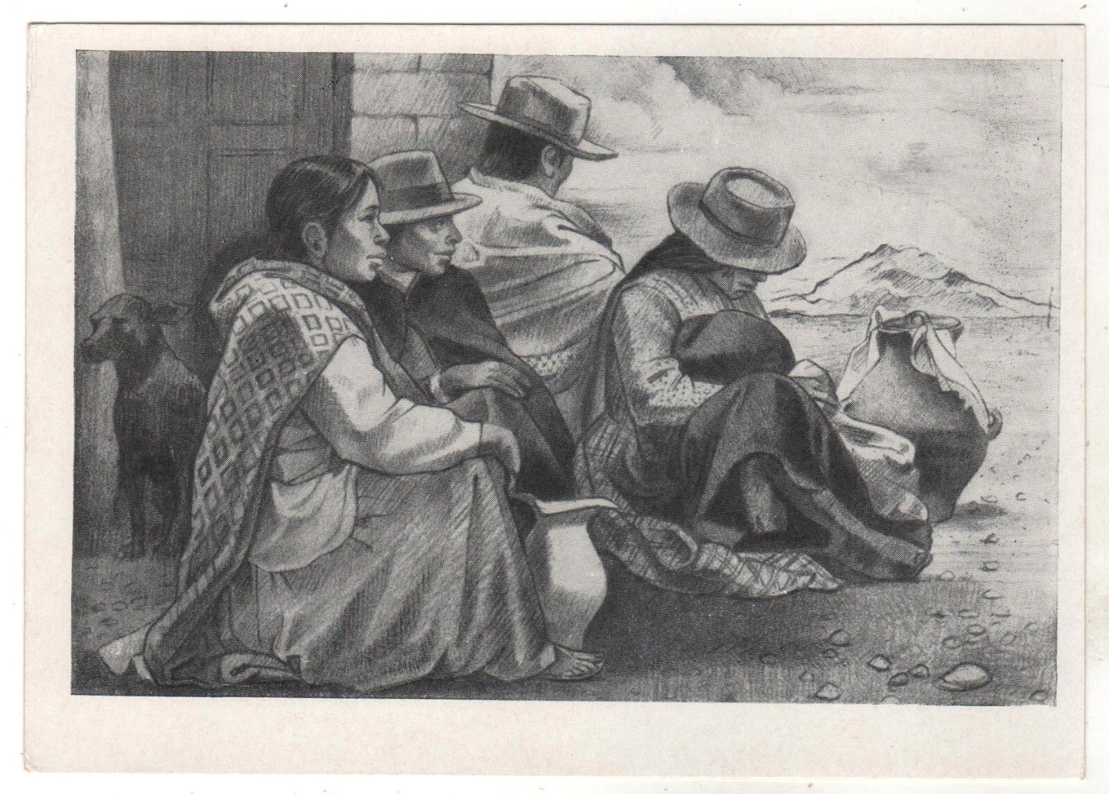 1957 Waiting People Social problems by Pellegrini Argentina OLD Russian Postcard