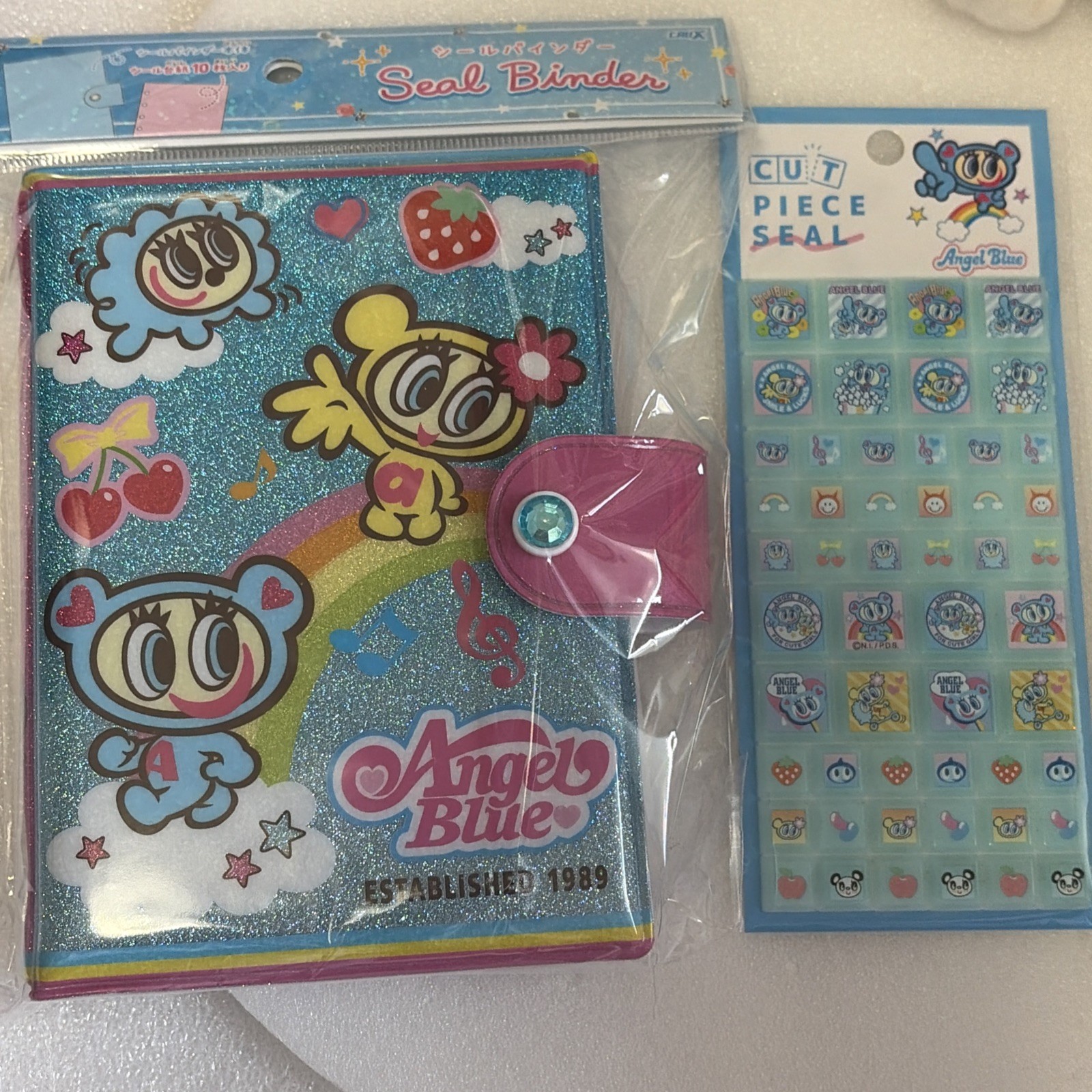 Angel Blue Sticker Binder + Tile Seal Set Japan Y2K Heisei Retro Kawaii
