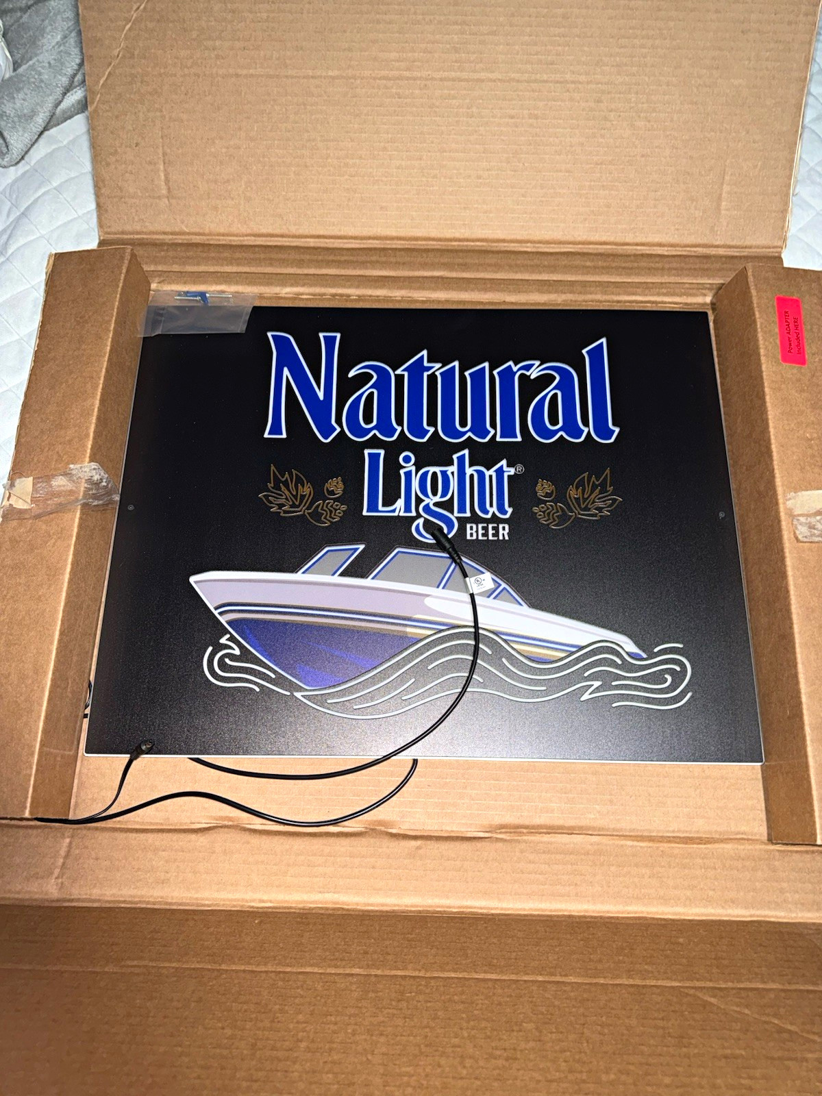 NEW Natural Light Open Bow Boat LED Beer Bar Sign Neo Neon Light Budweiser Bud