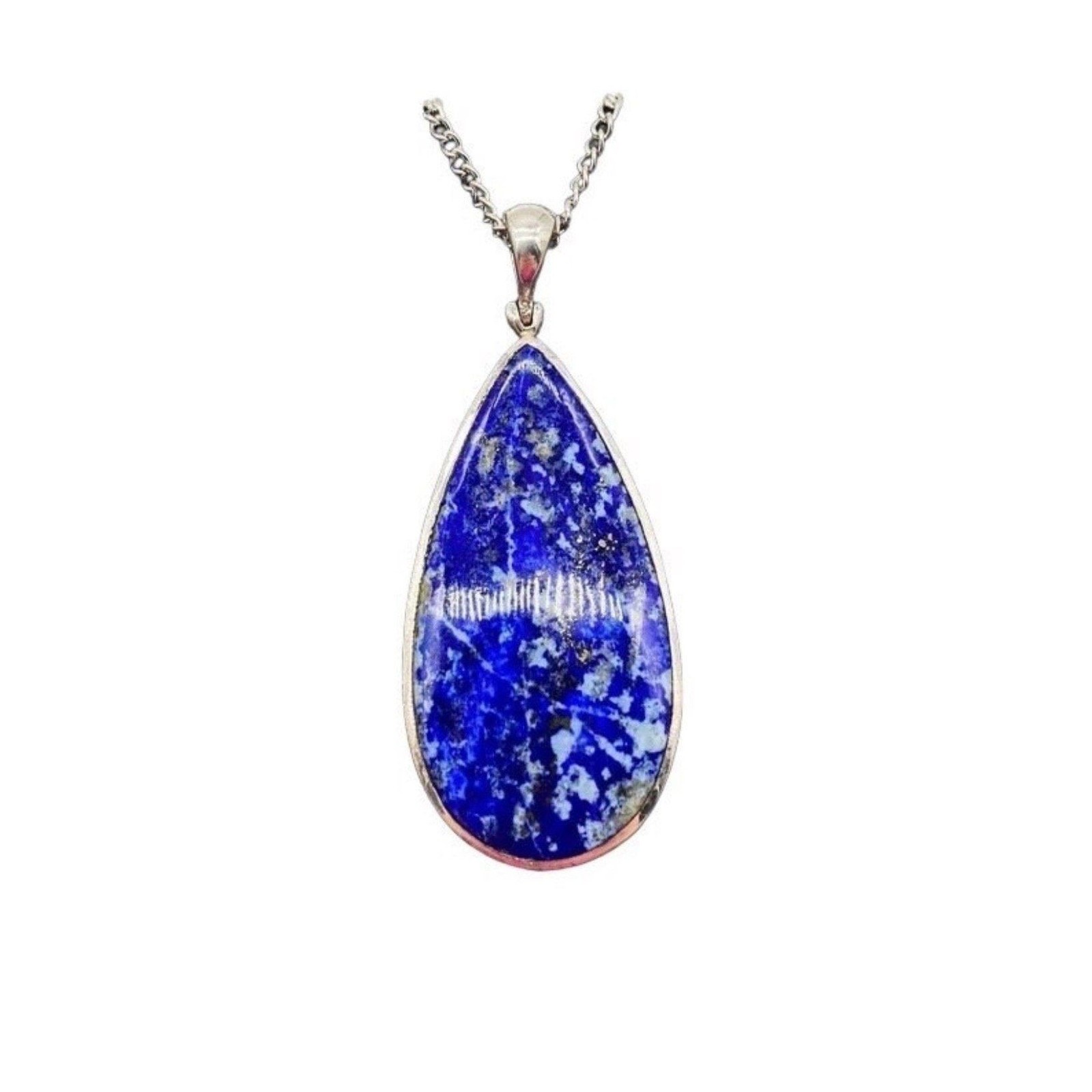 C79- Lapis Luzuli 925 Sterling Silver Gemstone Pendant Necklace  (#28)