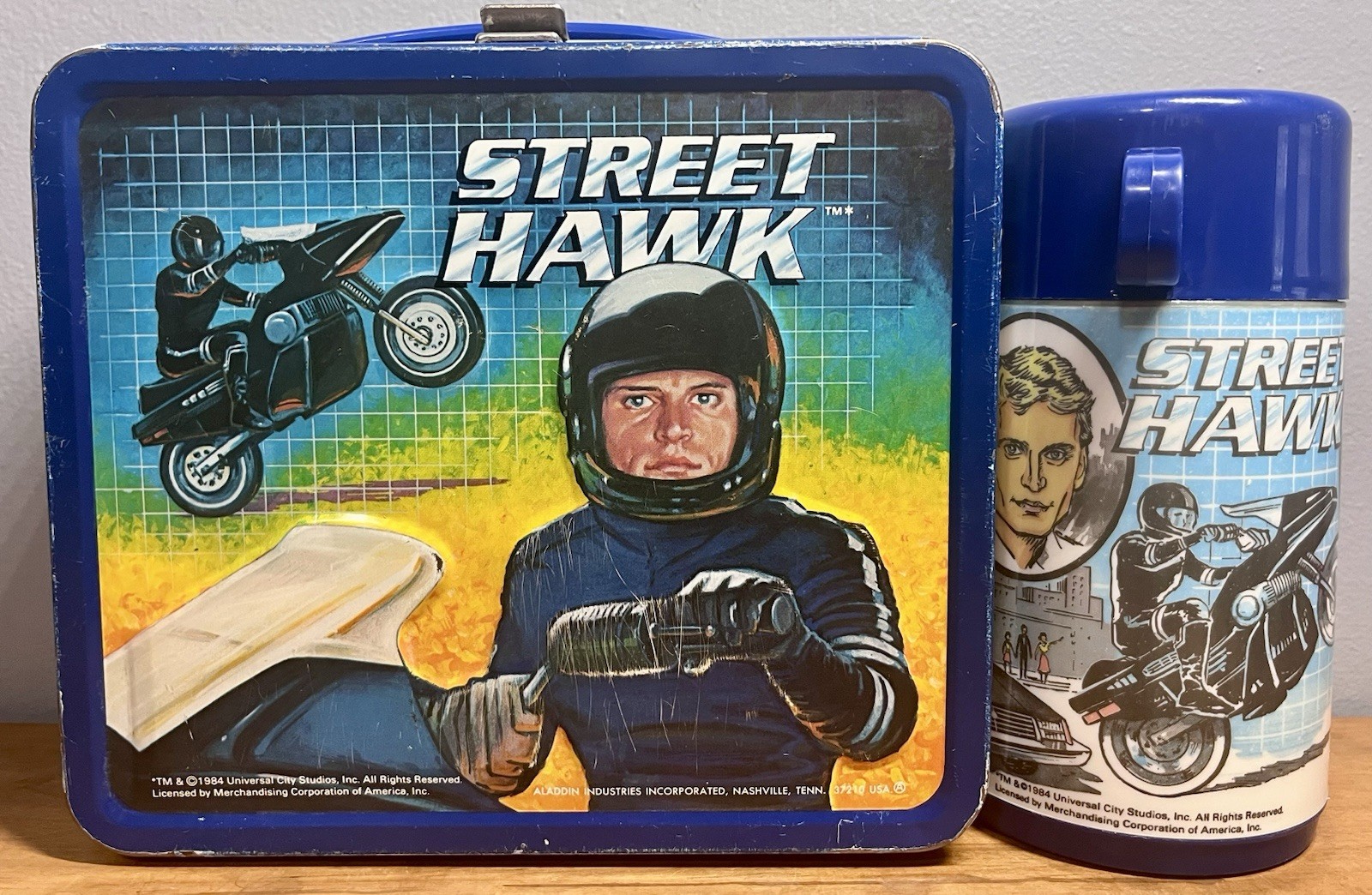 1984 Aladdin Street Hawk Metal Lunchbox & Thermos