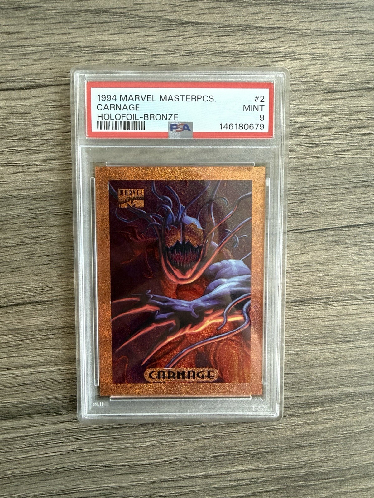 1994 Marvel Masterpieces Carnage HOLOFOIL-BRONZE #2 Card PSA 9 RARE Card