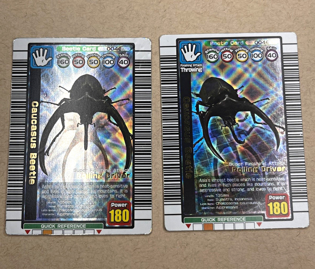 SEGA Mushiking 2003 Caucasus Beetle Card 004E Rolling Driver Lot of 2