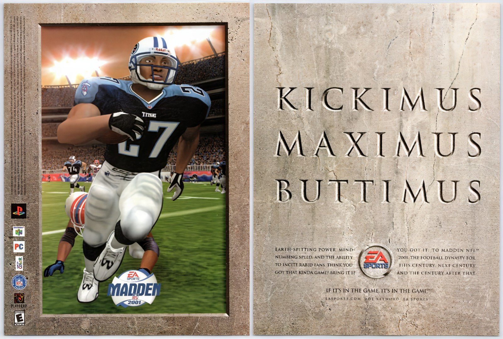 Vintage Print Ad Madden 2001 EA Sports Football Game Original Promo Poster Art
