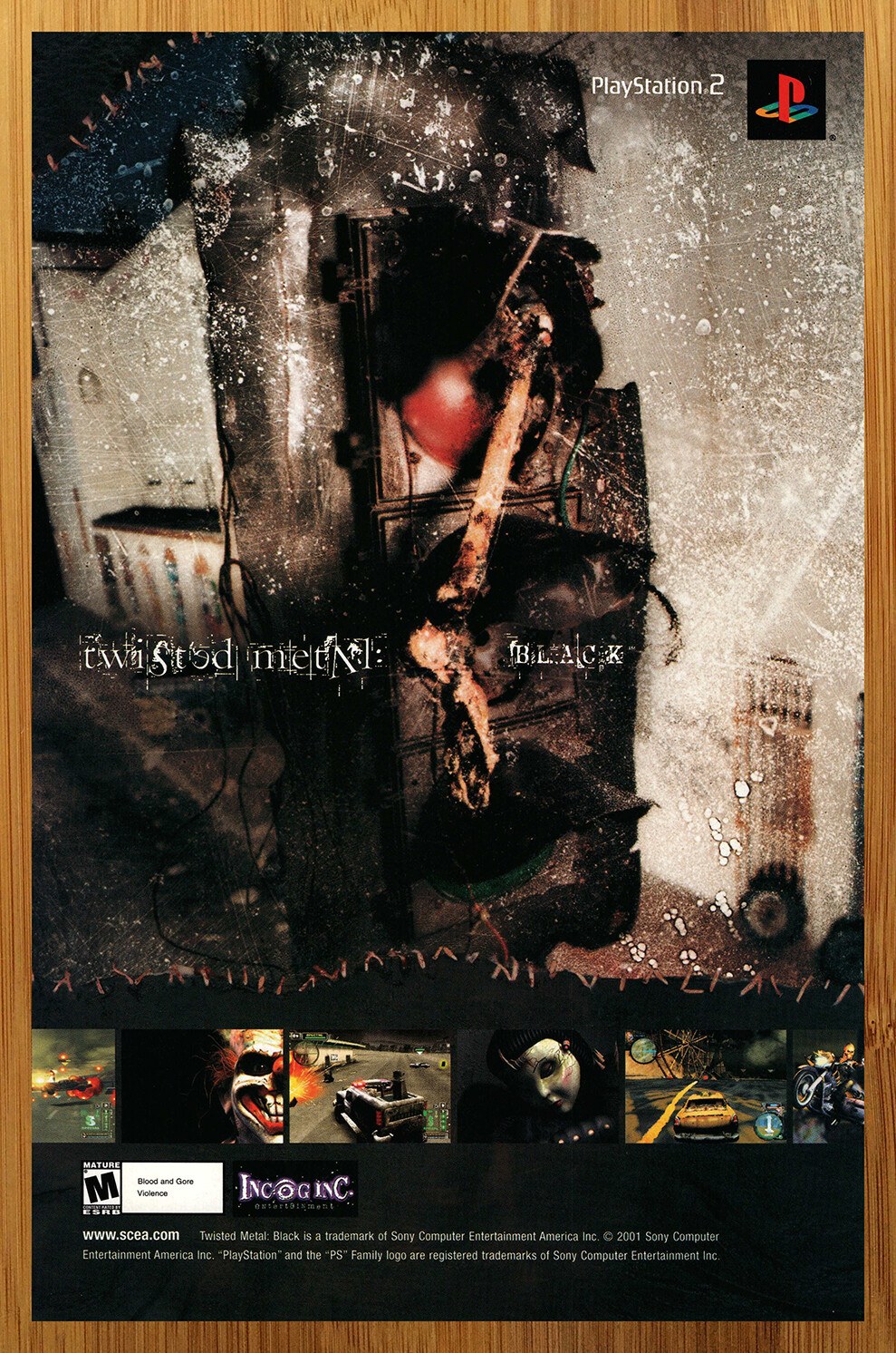 2001 Twisted Metal Black PS2 Vintage Print Ad/Poster Authentic Official Game Art