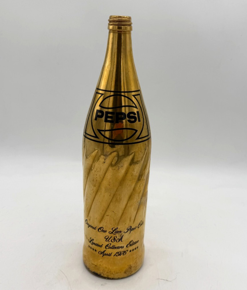 VTG 1976 Pepsi Gold 1 Liter Bottle Limited Collectors Edition Metric Transition