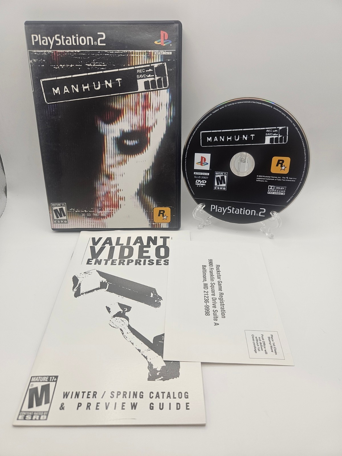 Manhunt (PlayStation PS2, 2003) Black Label Complete CIB w/ Reg Card - Tested