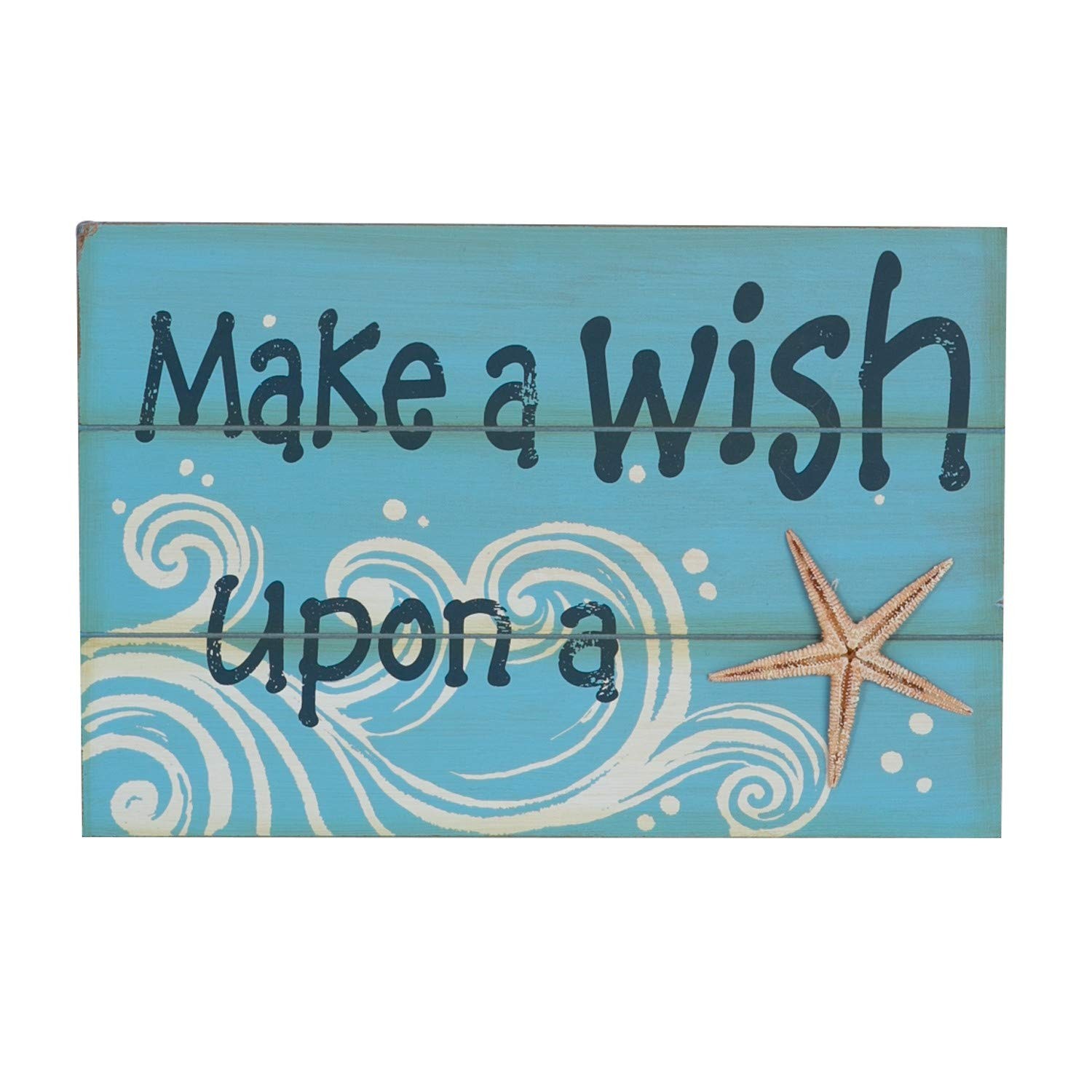 Beachcombers 02958 Wood Make a Wish Plaque, Turquoise