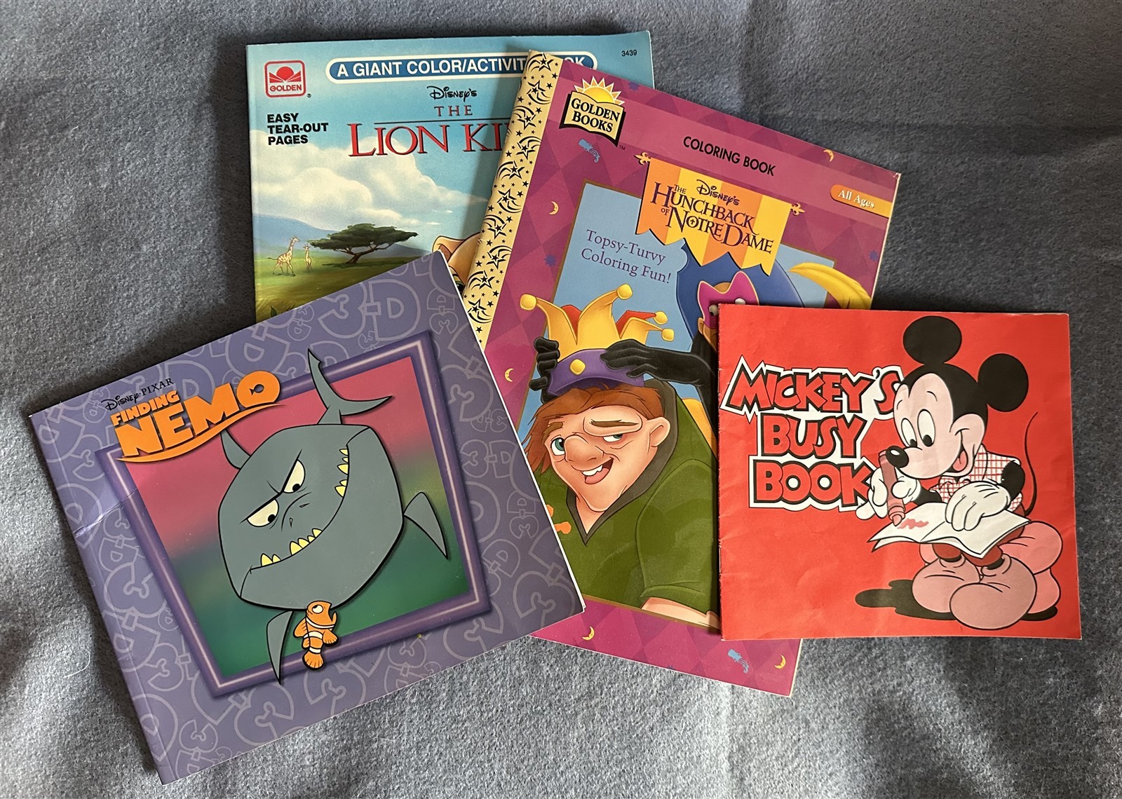 Disney ACTIVITY BOOKS Nemo Mickey The Lion King Hunchback