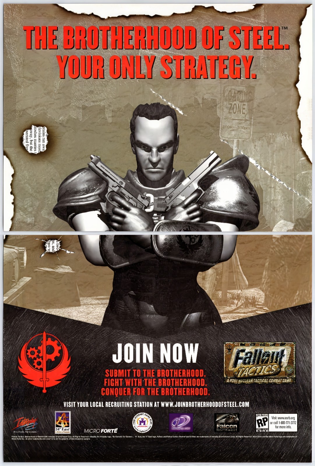 Fallout Tactics - PC Brotherhood Of Steel - Original Print Ad/Poster Promo 2001