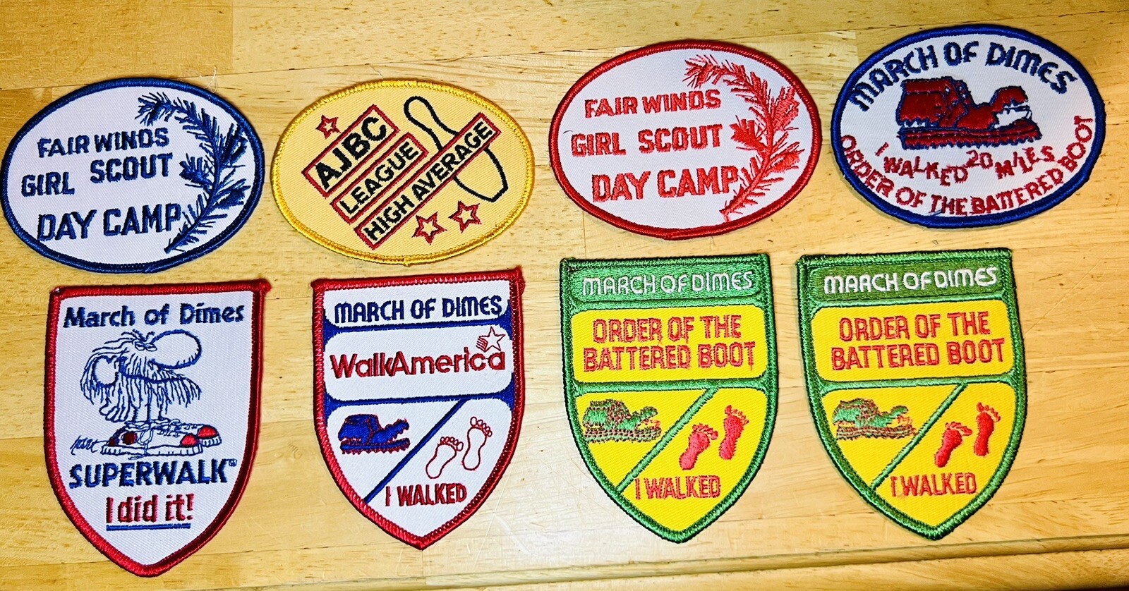 Vintage Lot of 5 Patches March of Dimes Batterer Boot Walk Super Walk Girl Scout