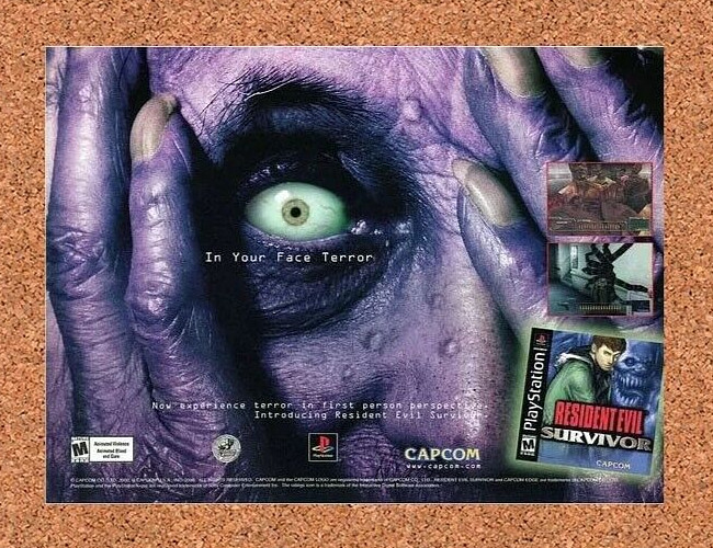 2000 Resident Evil Survivor PS1 Original Advertisement / Retro Promo v1