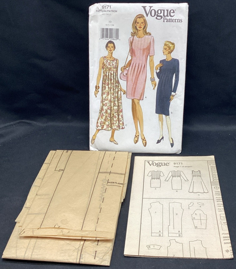 Vtg Sewing Pattern, Vogue 9171 Dress 10 Uncut - ships free