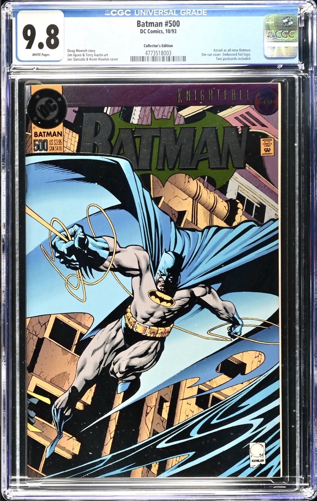 BATMAN 500 COLLECTOR\'S EDITION CGC 9.8 AZRAEL IS THE NEW BATMAN DIE-CUT COVER
