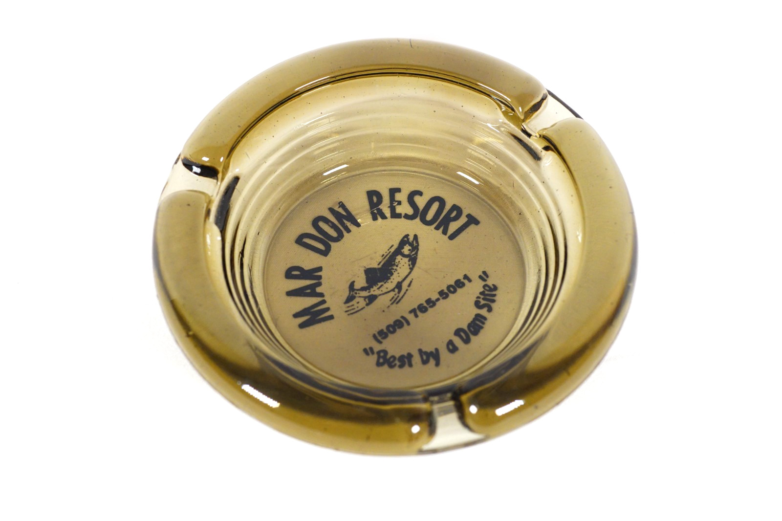 Vintage MarDon Resort Salmon Litho Ashtray Best Dam Site Grant County Washington