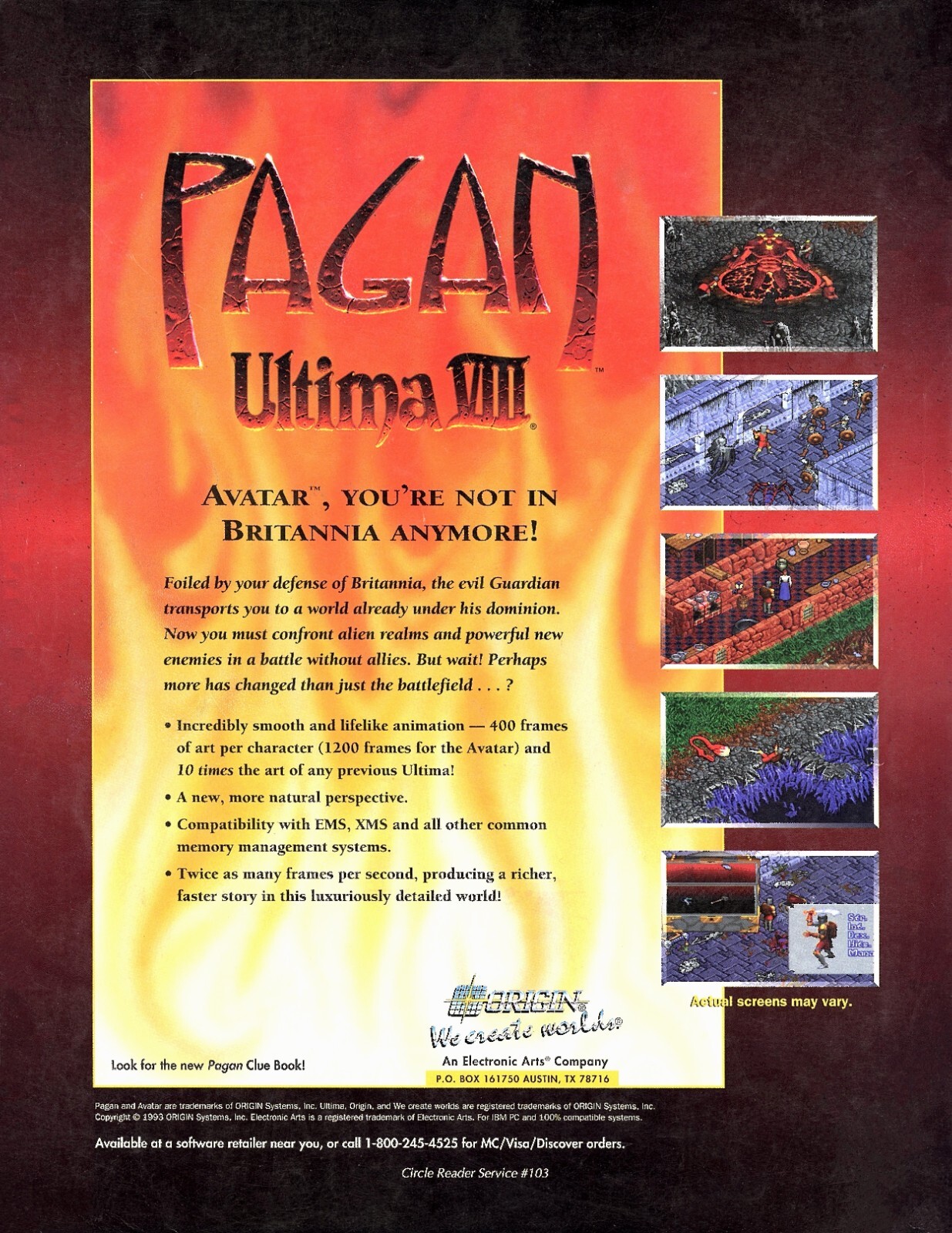 Ultima VIII 8 Pagan PC Game Big Box Promo Ad Wall Art Print Poster - Glossy