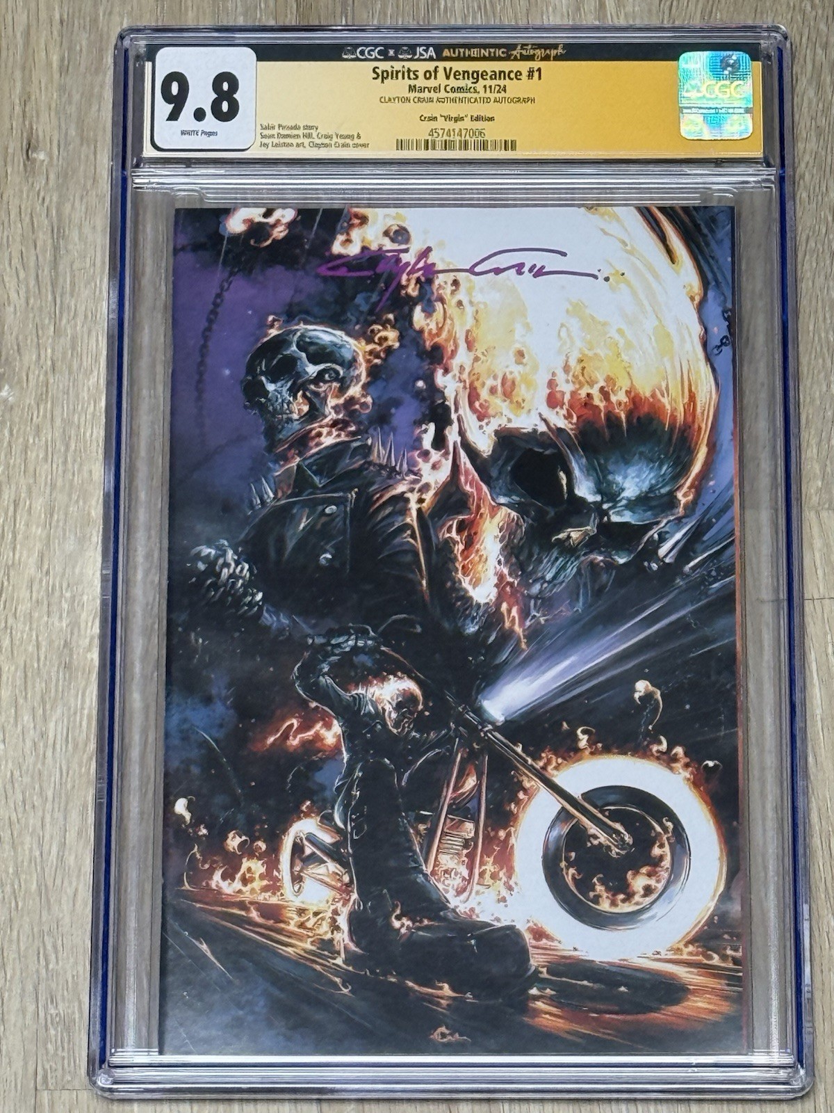 Marvel Spirits Of Vengeance #1 “Virgin” SS CGC 9.8 Signed By Clayton Crane COA