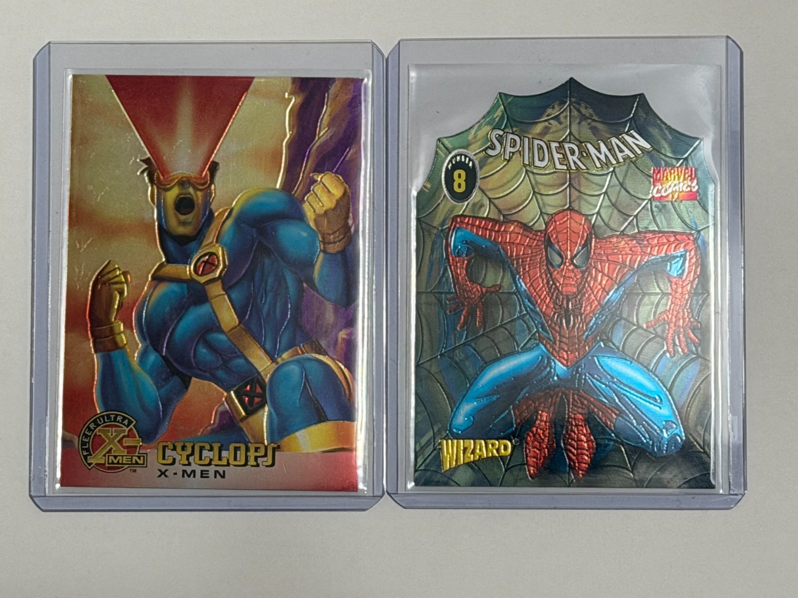 1995 Fleer Ultra X-MEN Cyclops Promo Chromium + 1996 Fleer Wizard Marvel Die-Cut