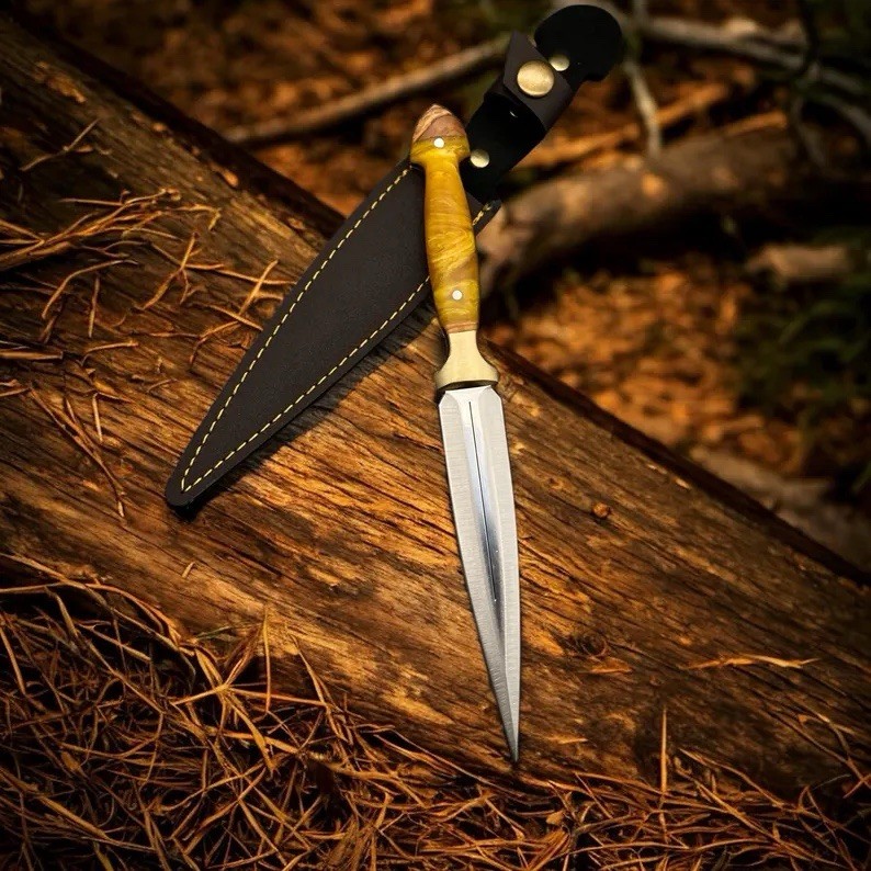 handmade hunting dagger fix blade boot knife  DOUBLE-EDGE Outdoor Sports