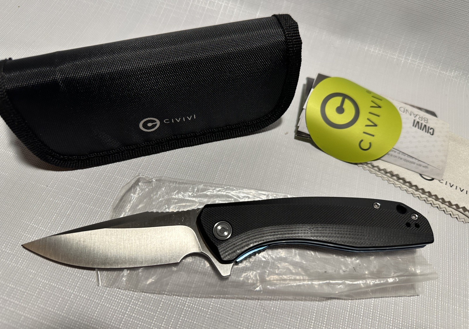 Civivi Backlash Flipper - Stainless, Black G10 Handle, Anodized Blue Liner - NEW