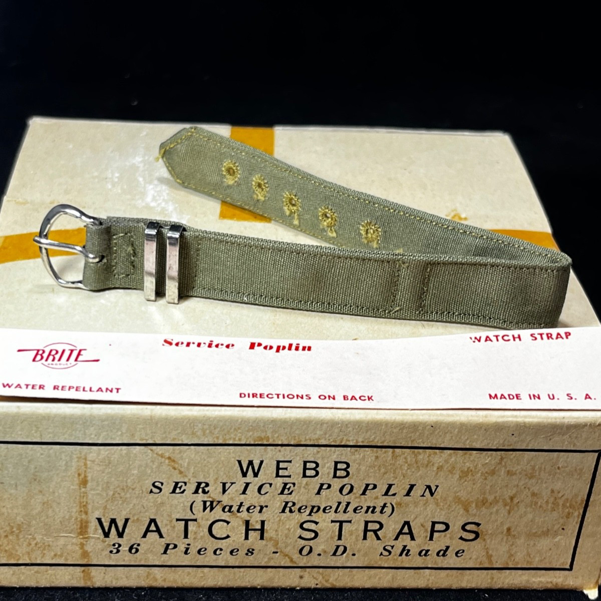 Vintage NOS 1940s WW2 US MILITARY Issue Brite 1-Piece Watch Band 16mm 5/8