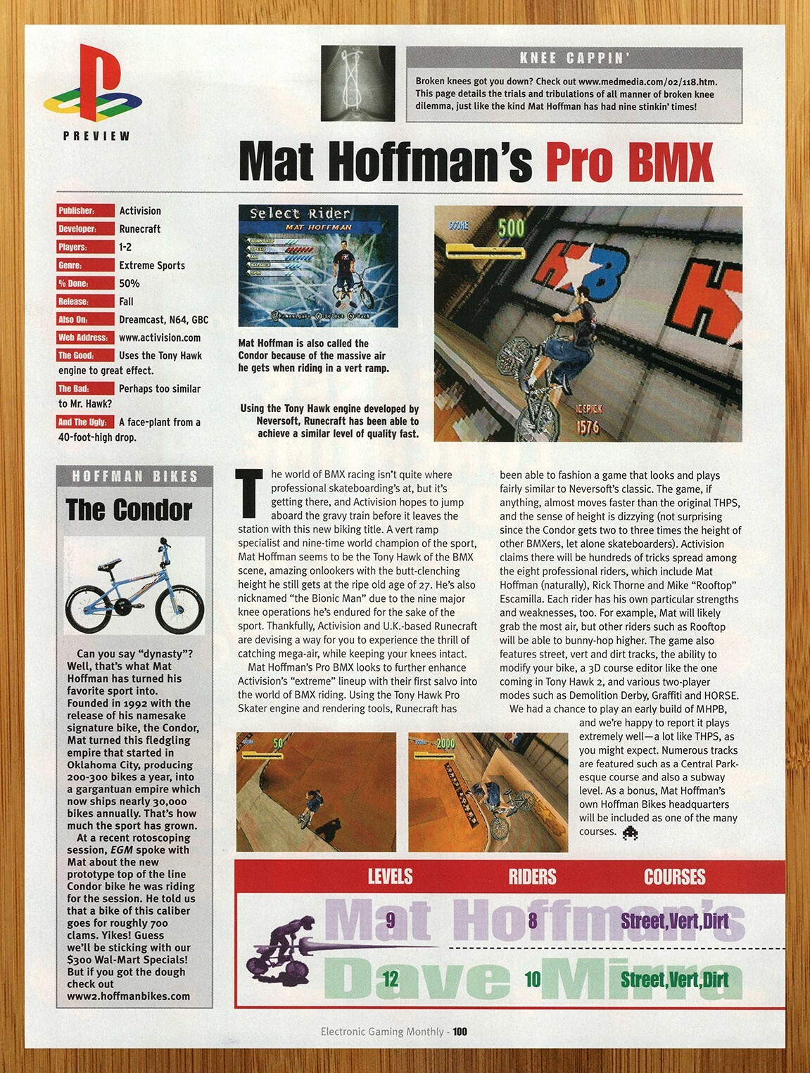 2000 Matt Hoffman's Pro BMX Playstation 1 PS1 PREVIEW Print Ad/Poster Promo Art