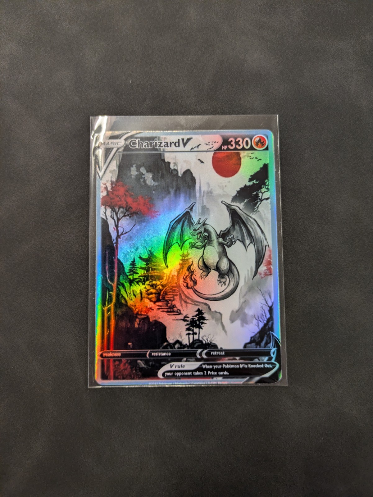 Red Sun Style Charizard Holographic Display Card