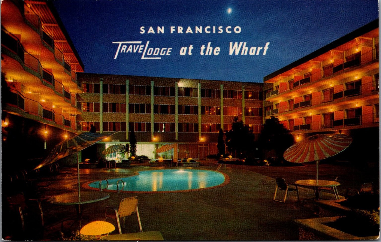 Vintage SAN FRANCISCO Travelodge Fisherman\'s Wharf Mirro-Krome Postcard