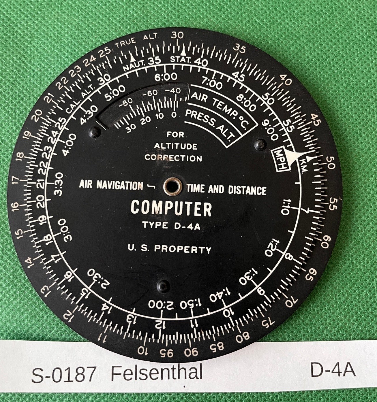 Felsenthal D-4A  Air Navigaton  Time and Distance Computer    (S-0187)